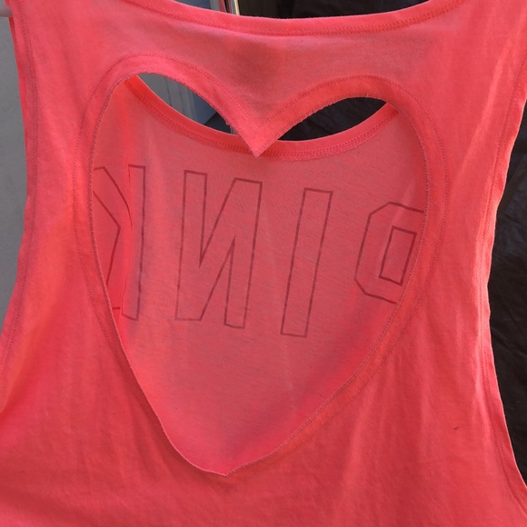 PINK Crop Muscle top heart cut out back - Picture 6 of 7